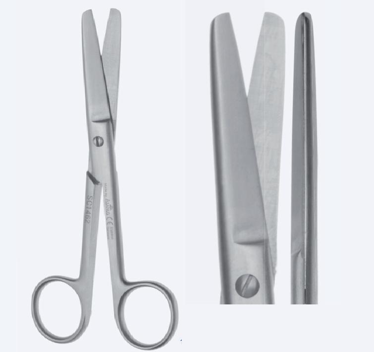 Ножиці, хірургічні, стандартна модель, прямі, тупокінцеві, загальна довжина 130 мм, 5 1/8"